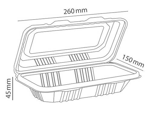 Long Clamshell Container Dims